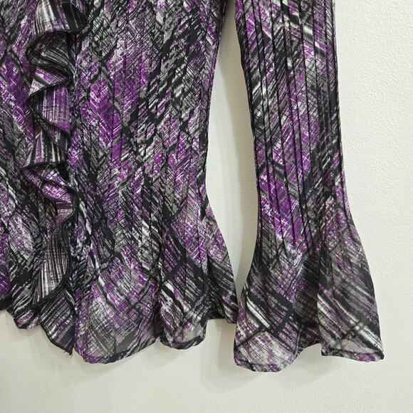 APT.9 Womens Vintage 90s Y2K Whimsigoth Flowy Sheer Ruffle Flare Cuff Top PSmall - Picture 3 of 12